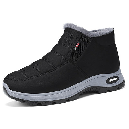 Fleece-Lined Slip-On Winter Boots | Cushioned Sole – Black