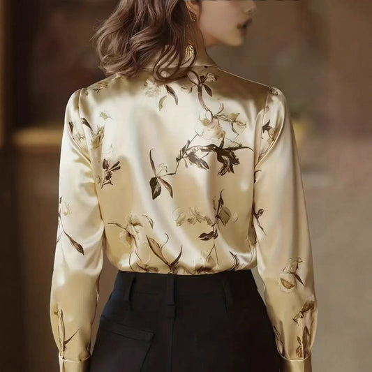 Printed Satin Shirt | Long Sleeve