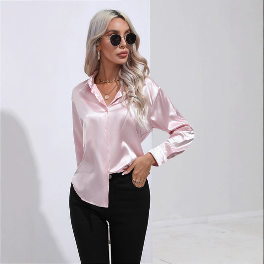 Satin Button-Up Shirt | Relaxed Fit