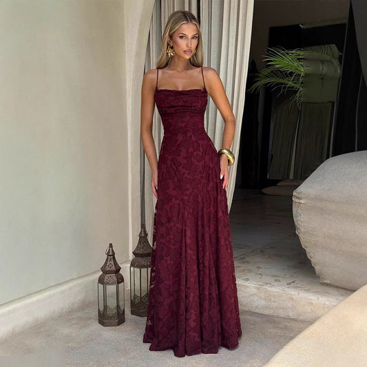 Straight Neck Maxi Slip Dress | Evening