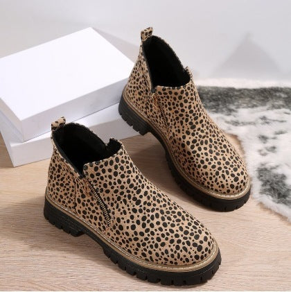 Suede Look Side-Zip Ankle Boots | Chunky Sole