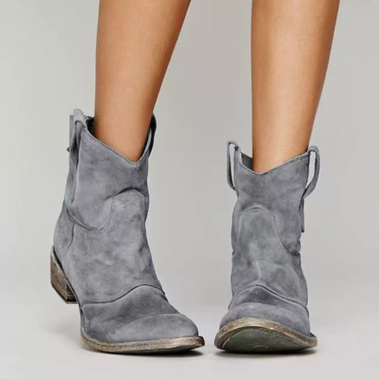 Suede Look Slouch Ankle Boots | Flat Lined