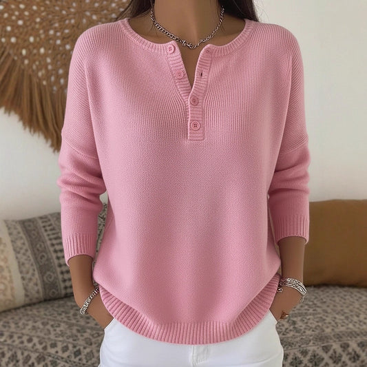 V-Neck Button Front Jumper | Soft Knit